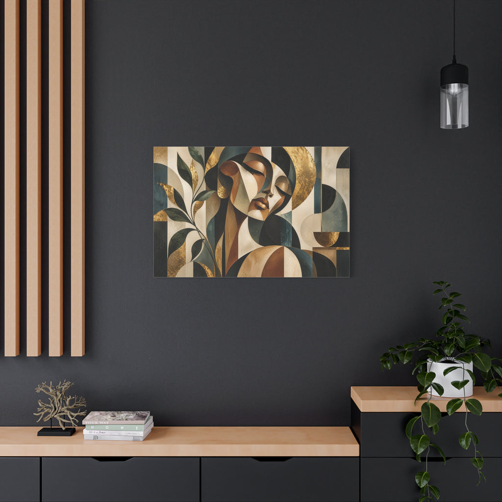 Quiet Opulence — Cubist Botanical Portrait Wall Art