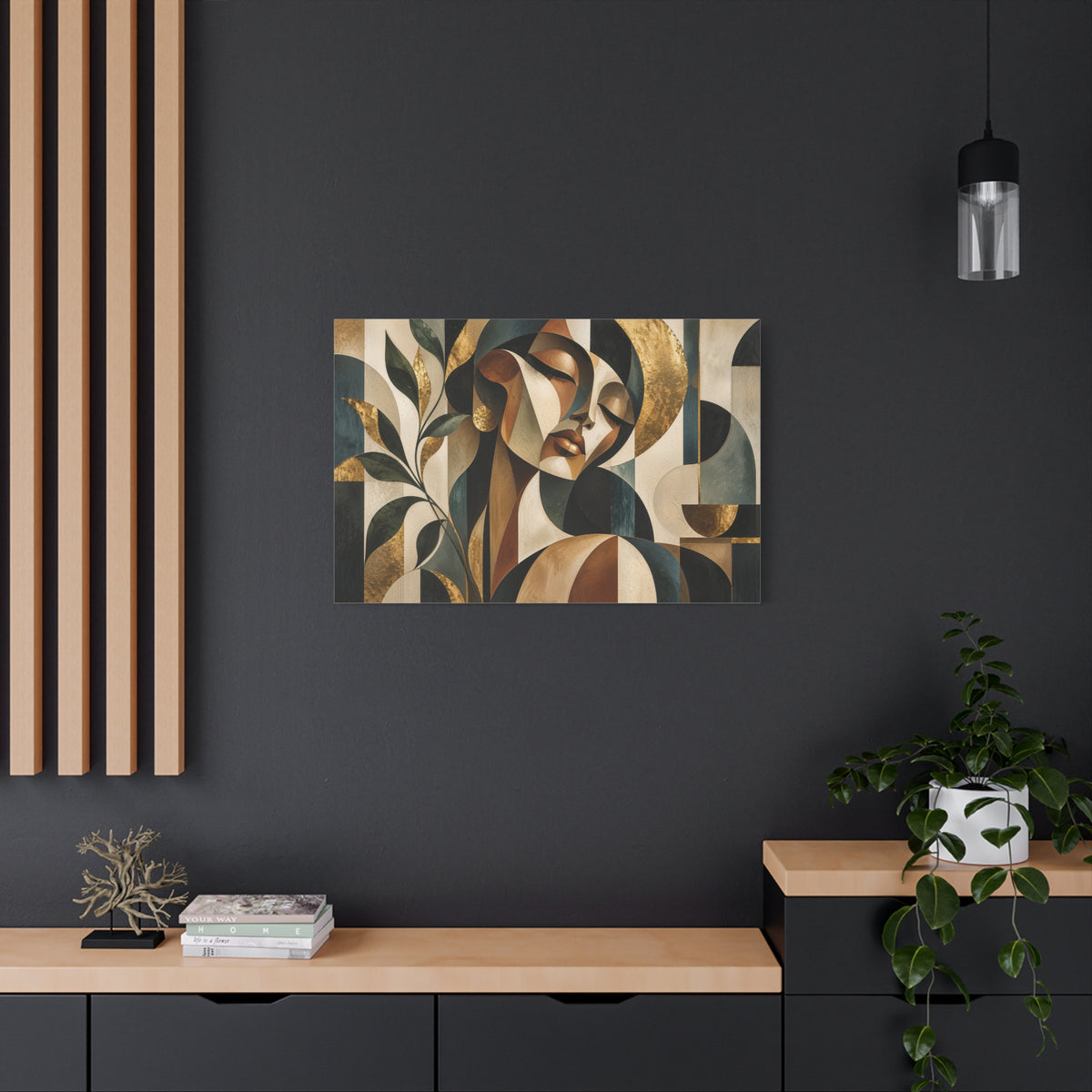 Quiet Opulence — Cubist Botanical Portrait Wall Art