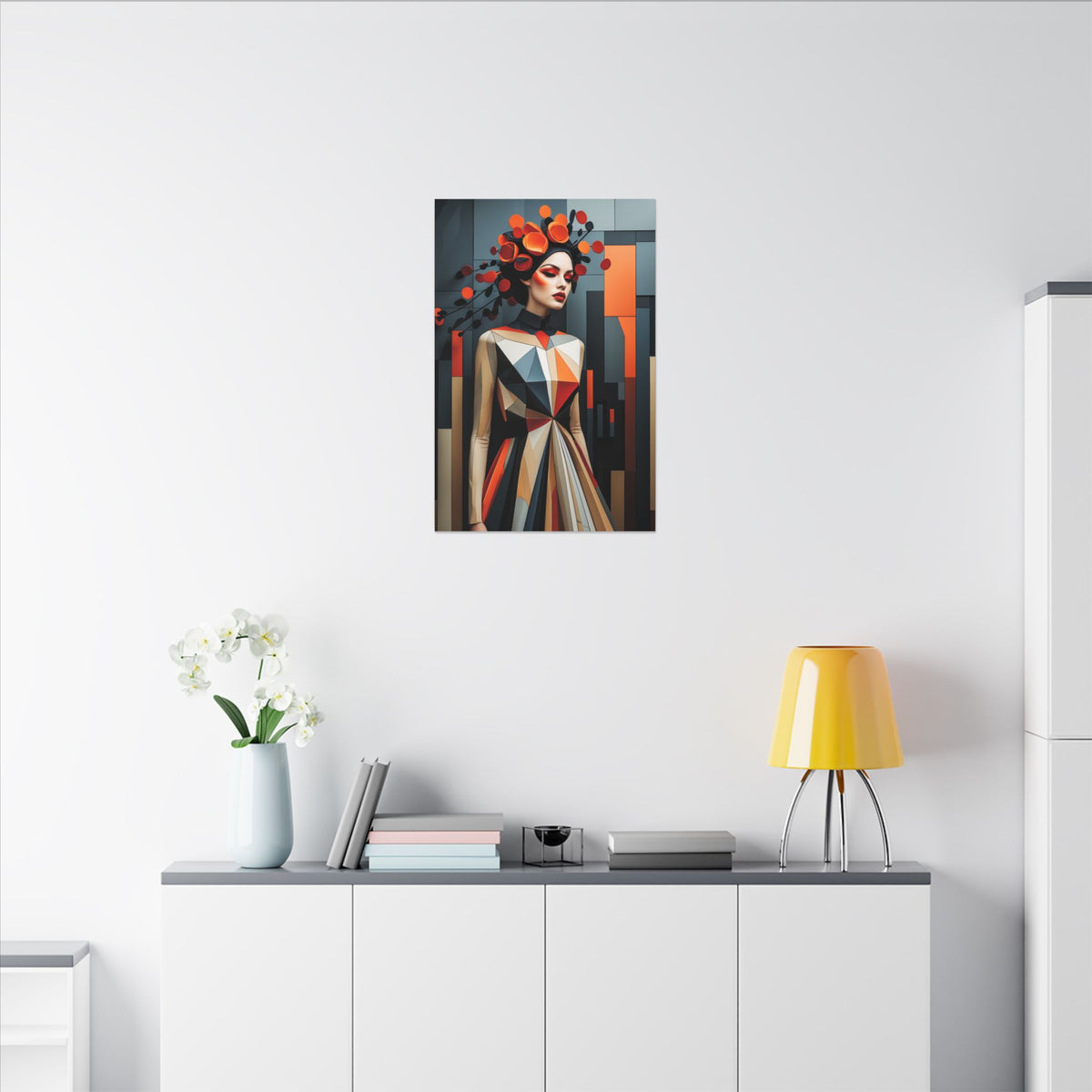 She Wore the Fire – Geometric Fashion Woman Canvas Print