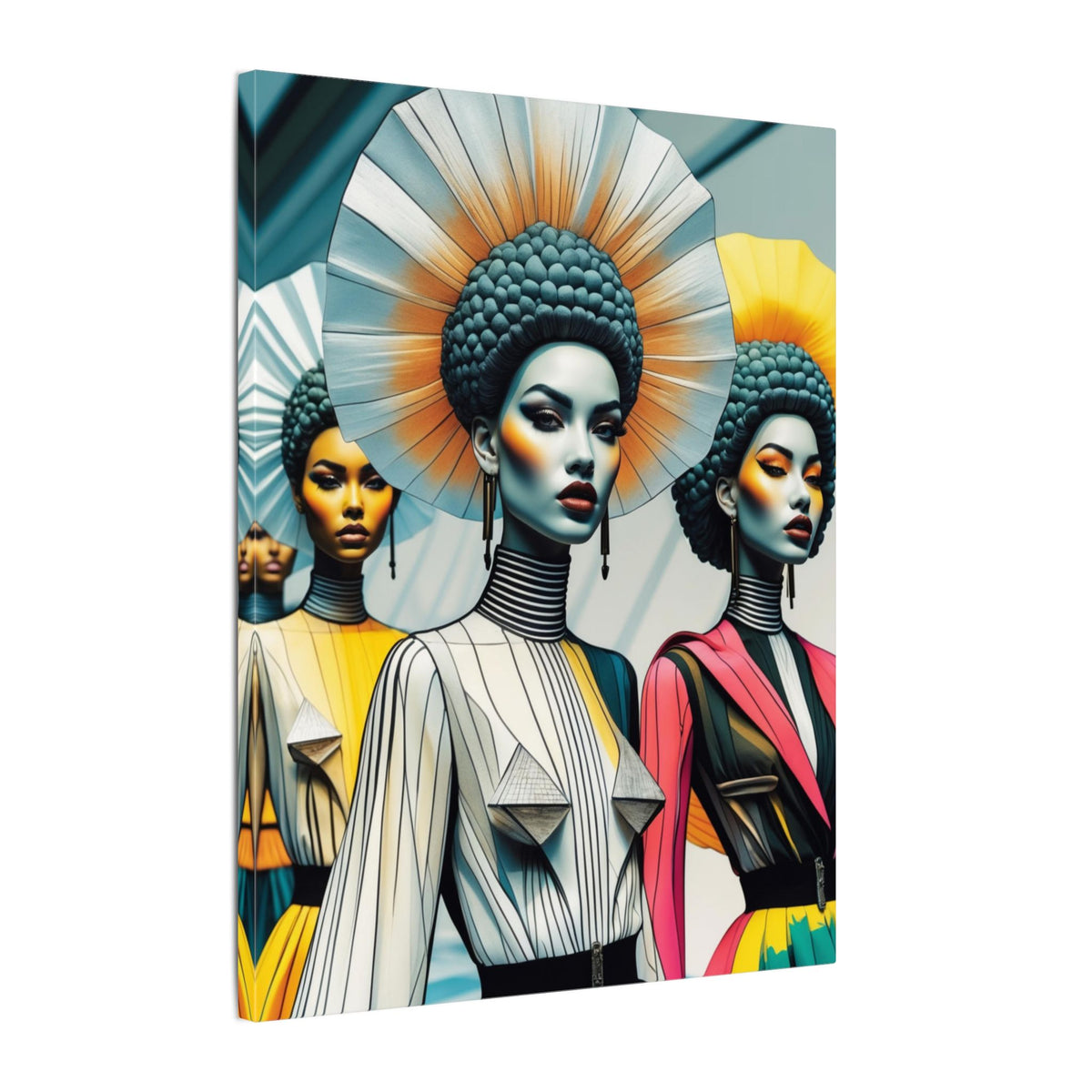 Crowned in Form – Futurist Fashion Portrait Canvas Print