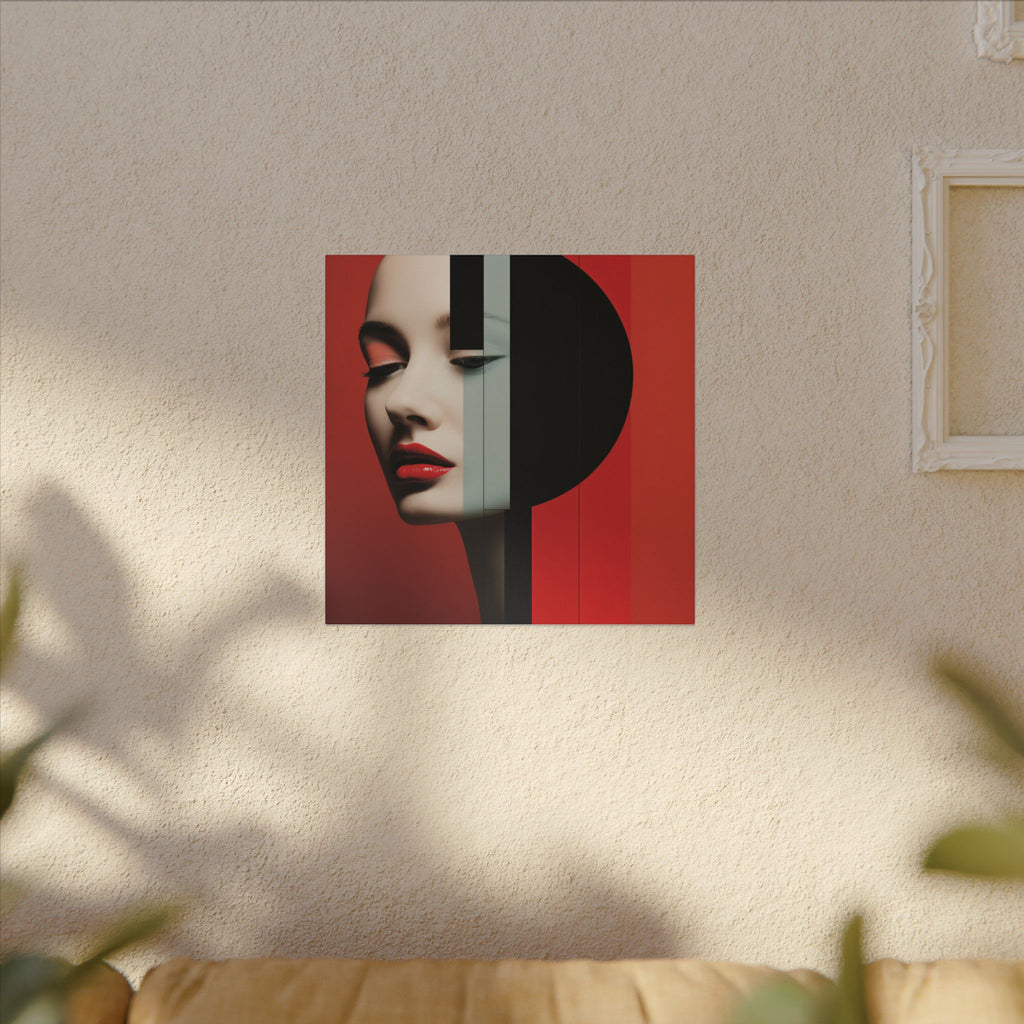 Red Eclipse – Modern Geometric Fashion Portrait Canvas Print