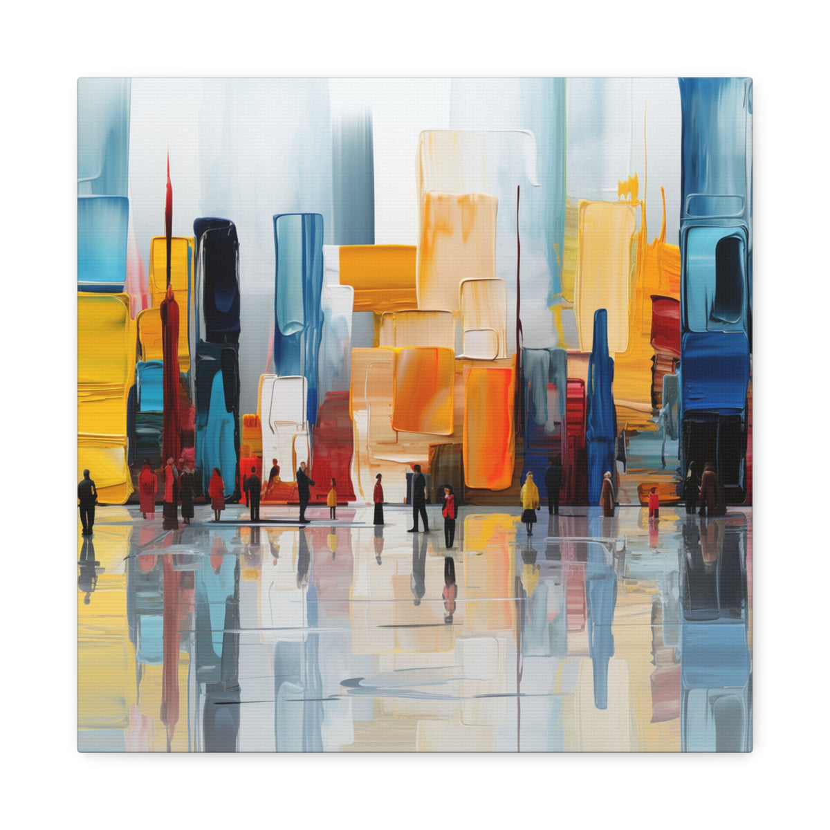 City in Reflection – Abstract Urban Skyline Canvas Print