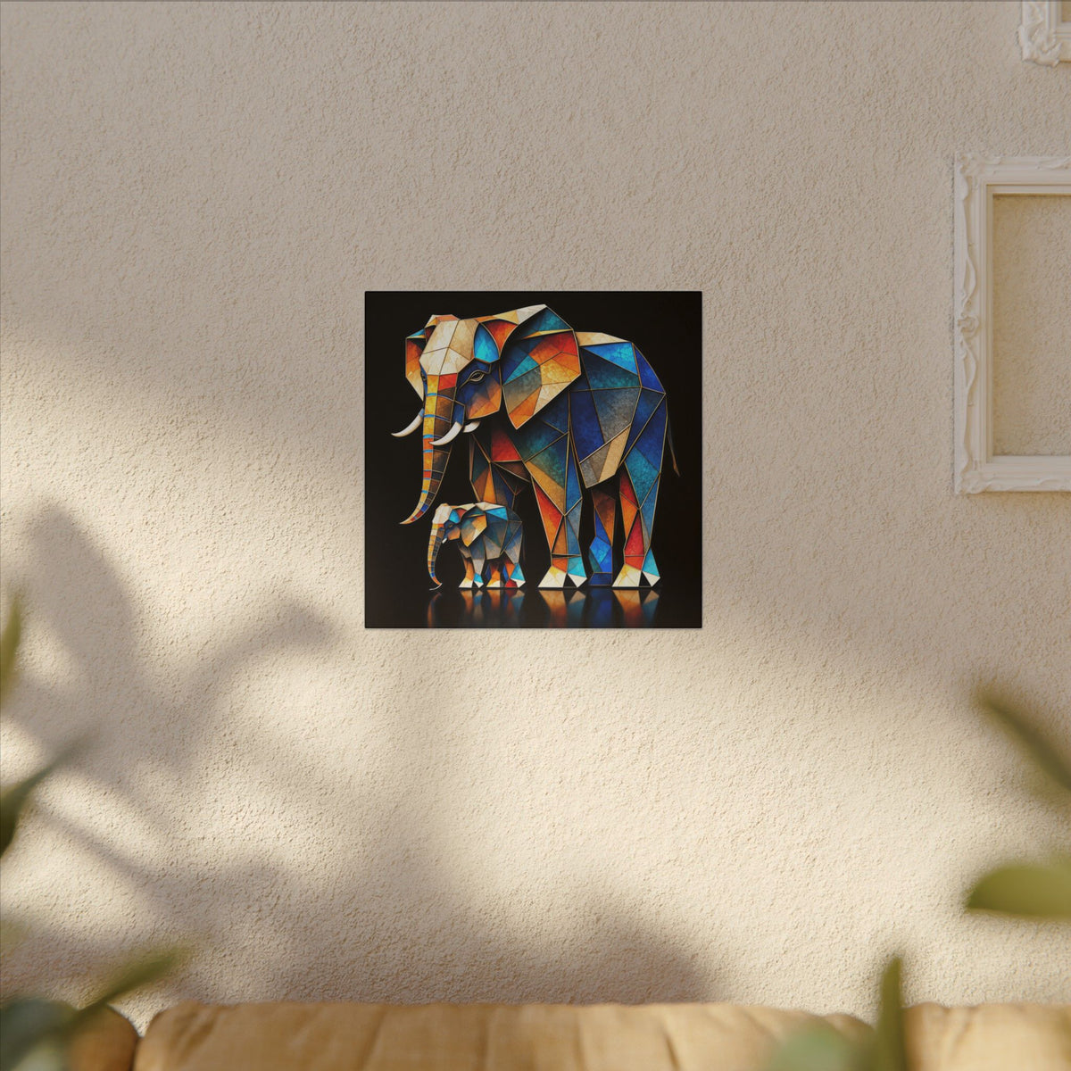 Inheritance of Strength – Geometric Elephant Family Canvas Print