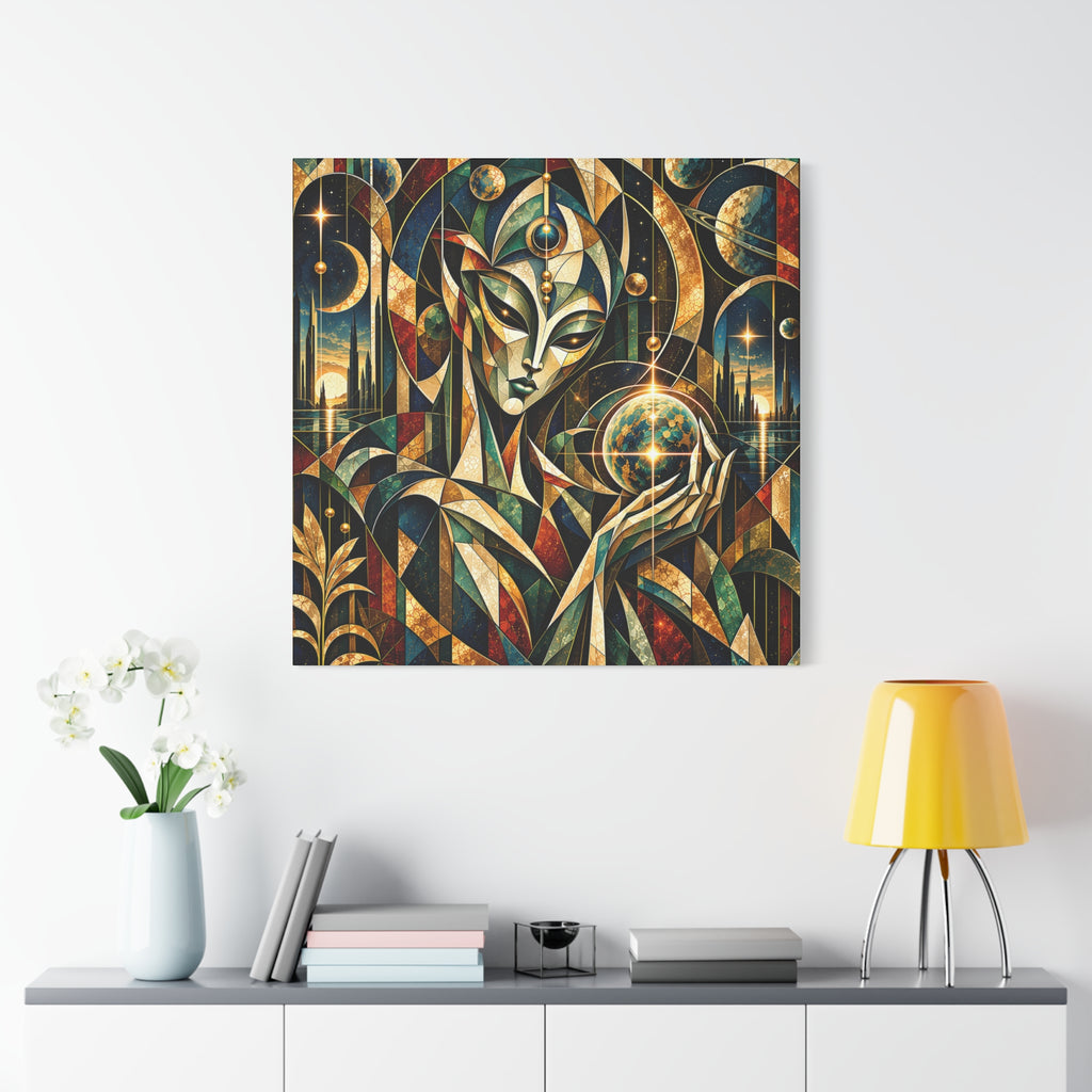 Keeper of Worlds — Futuristic Celestial Portrait Wall Art