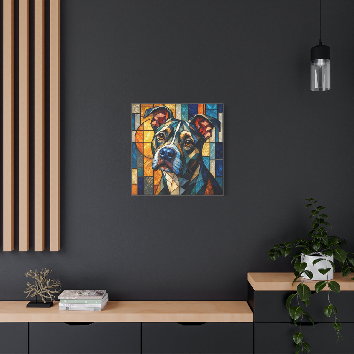 Heart of a Boxer — Stained Glass Dog Portrait Wall Art