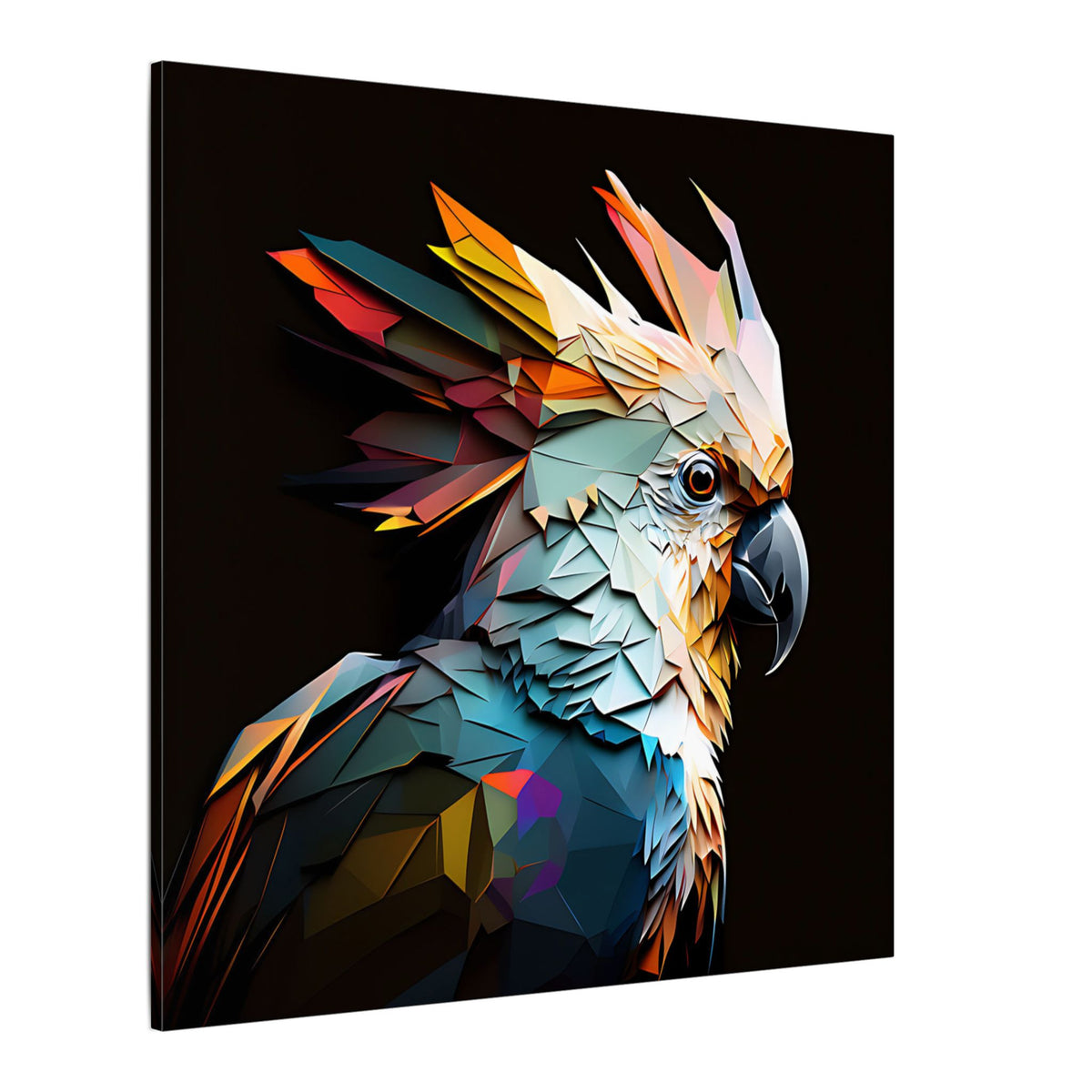 Crowned Instinct – Geometric Cockatoo Portrait Canvas Print