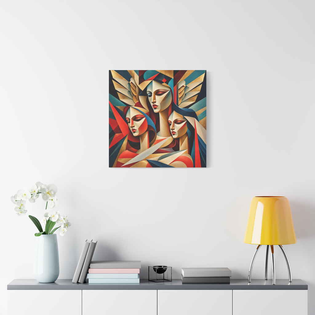 Triad of Grace — Art Deco Cubist Angel Fine Art Print