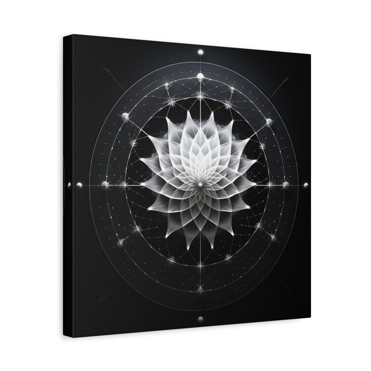 Orbit of Stillness — Monochrome Sacred Geometry Lotus Wall Art