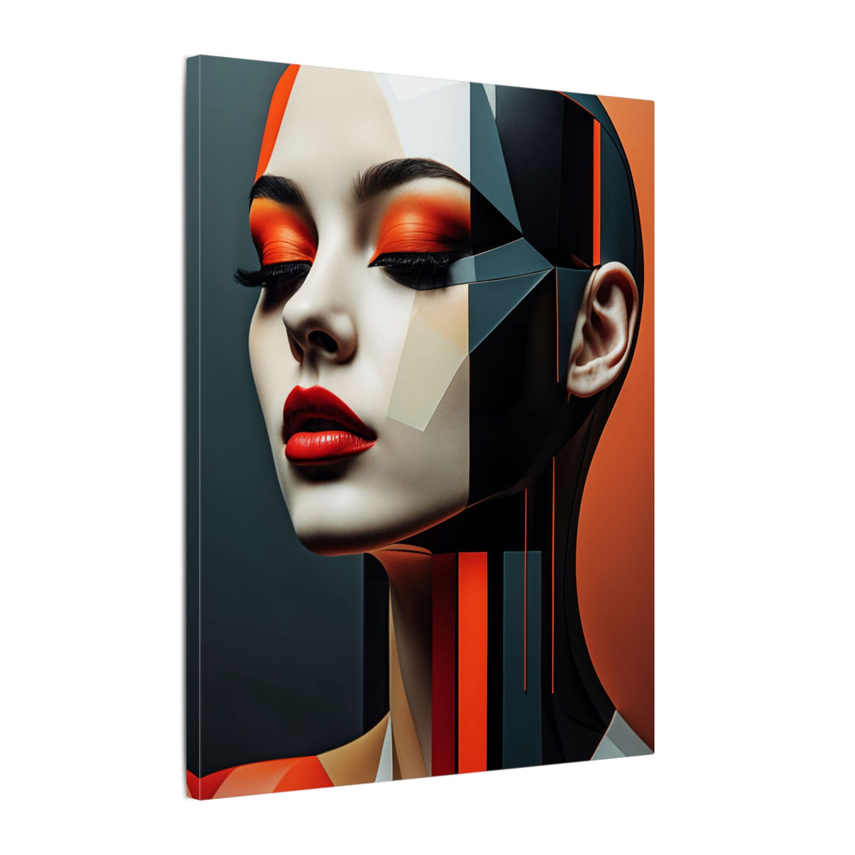 Quiet Voltage – Futurist Geometric Female Portrait Canvas Print