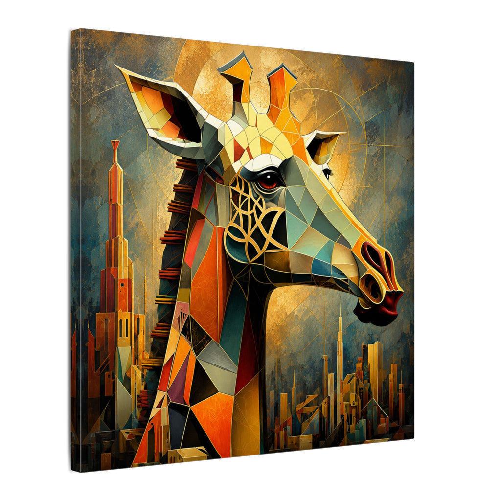 The Gilded Watcher — Cubist Giraffe Art Print