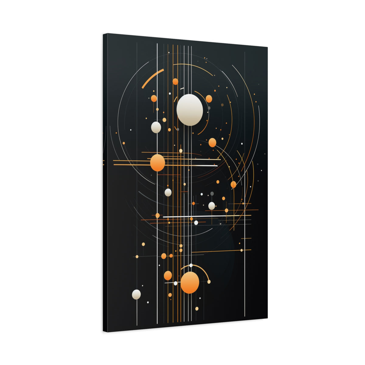 Orbital Blueprint No. 2 — Modern Orange & White Orb Wall Art