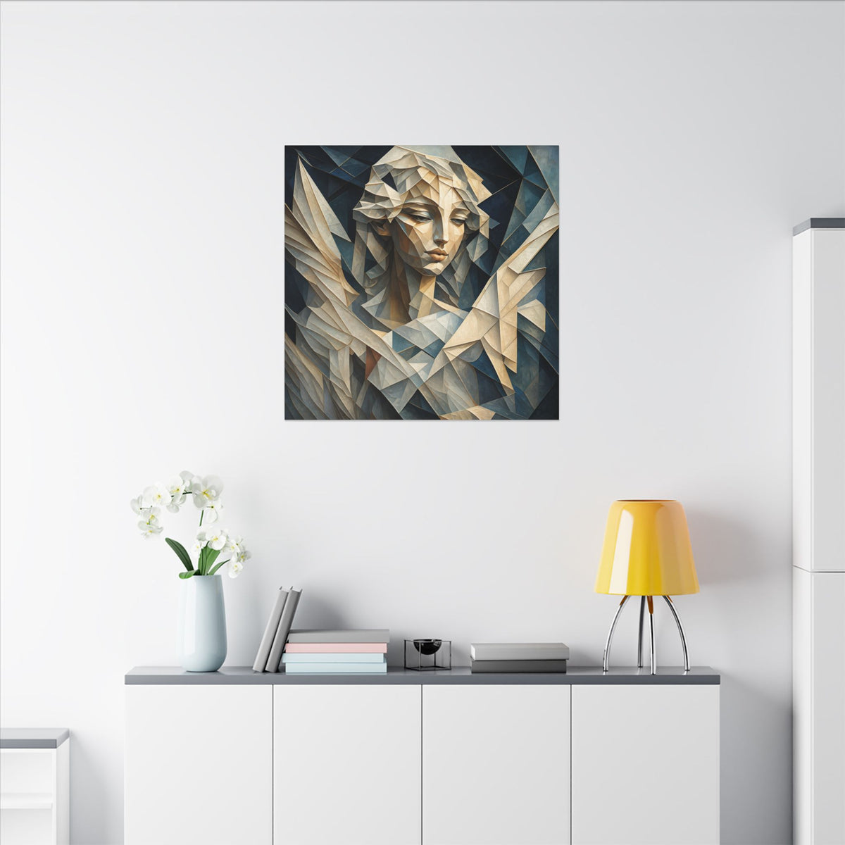 Quiet Messenger – Faceted Cubist Angel Canvas Print