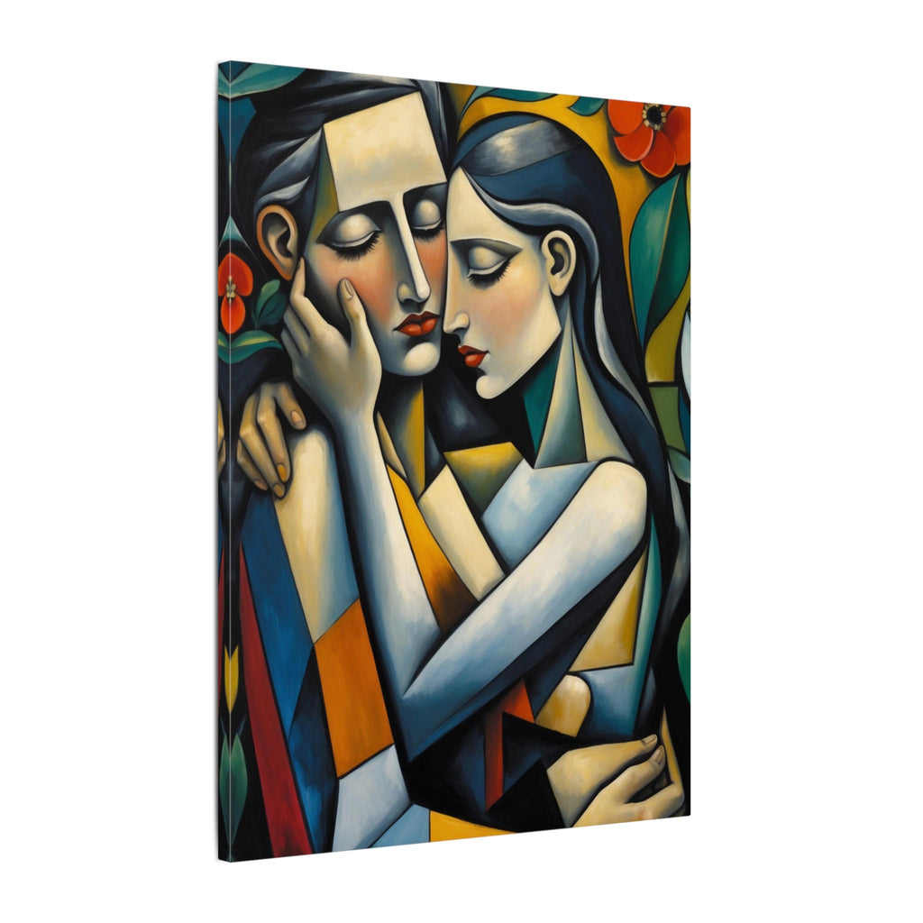 Close Enough to Hear – Modern Geometric Couple Portrait Canvas Print