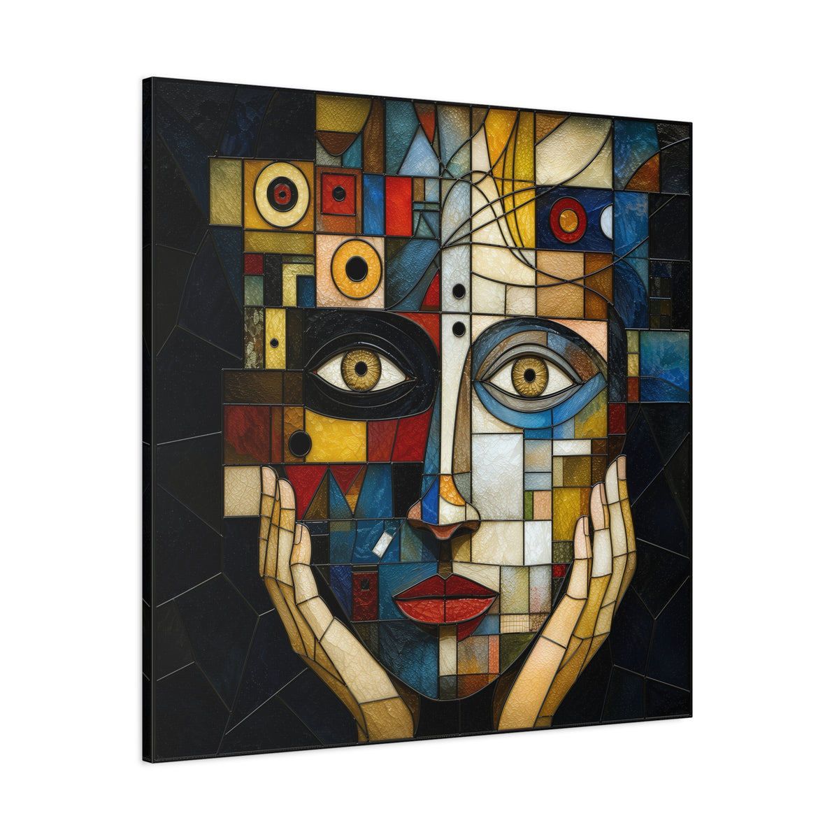 Seen From Within — Cubist Stained Glass Woman Portrait Wall Art