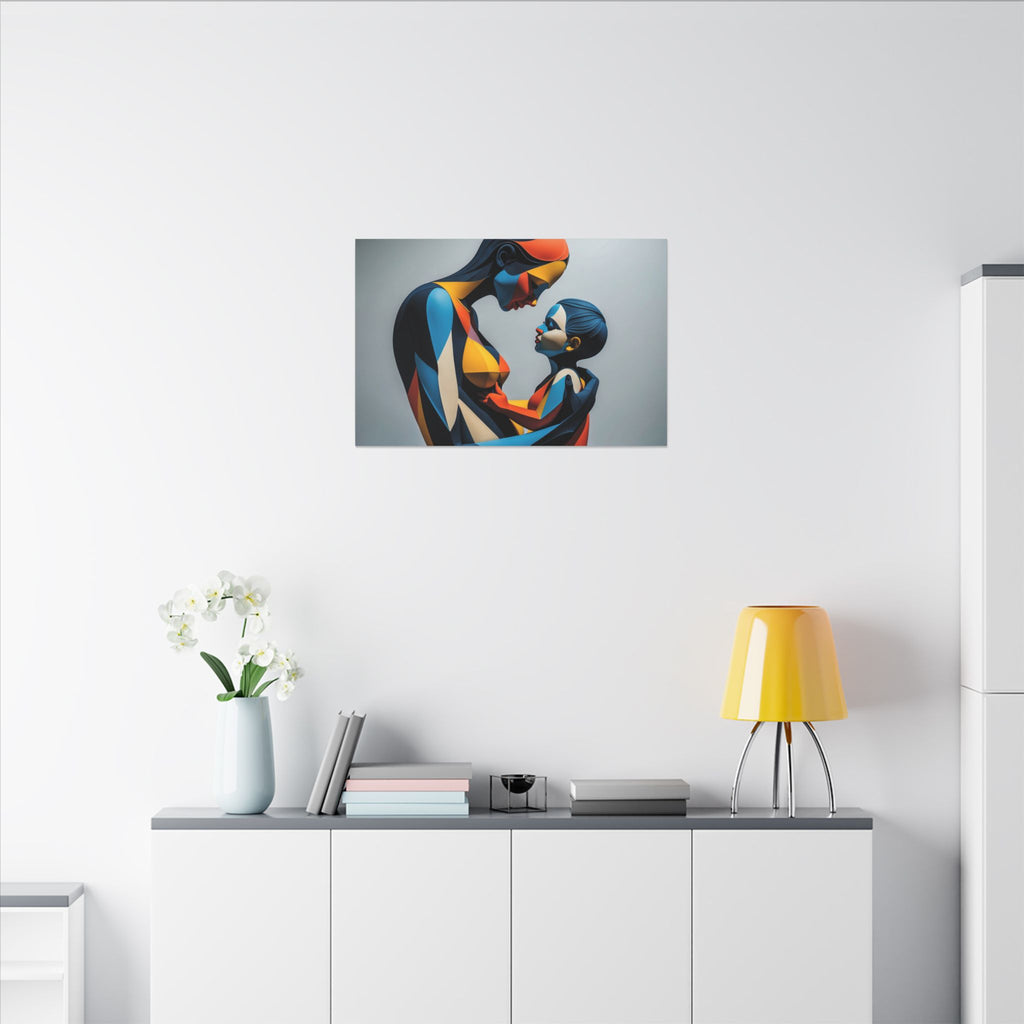 Held in Color – Geometric Mother and Child Canvas Print