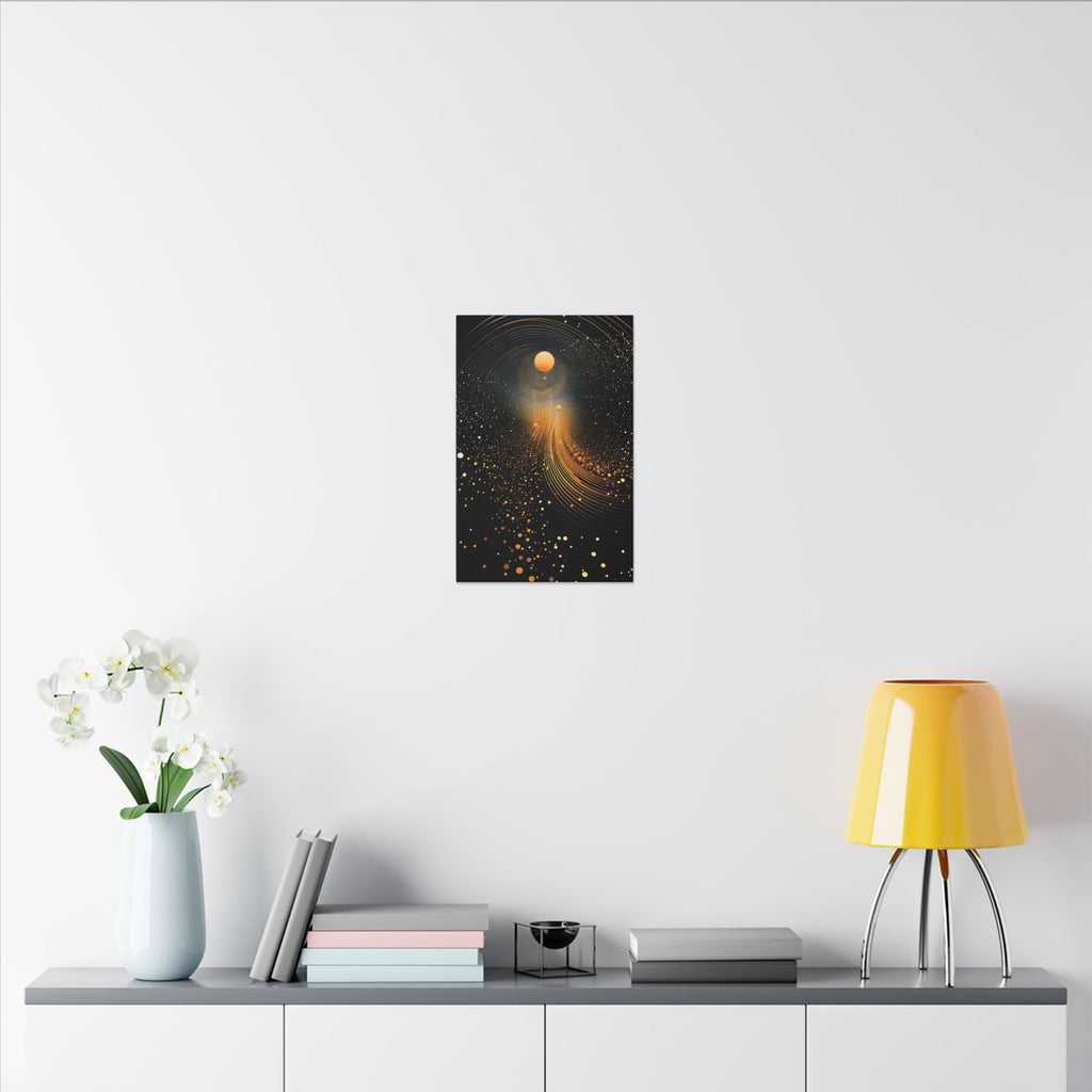 Into the Infinite – Black Gold Celestial Abstract Canvas Print