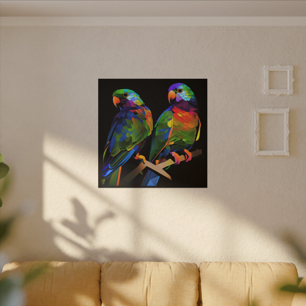 Electric Pair – Colorful Geometric Parrot Canvas Print