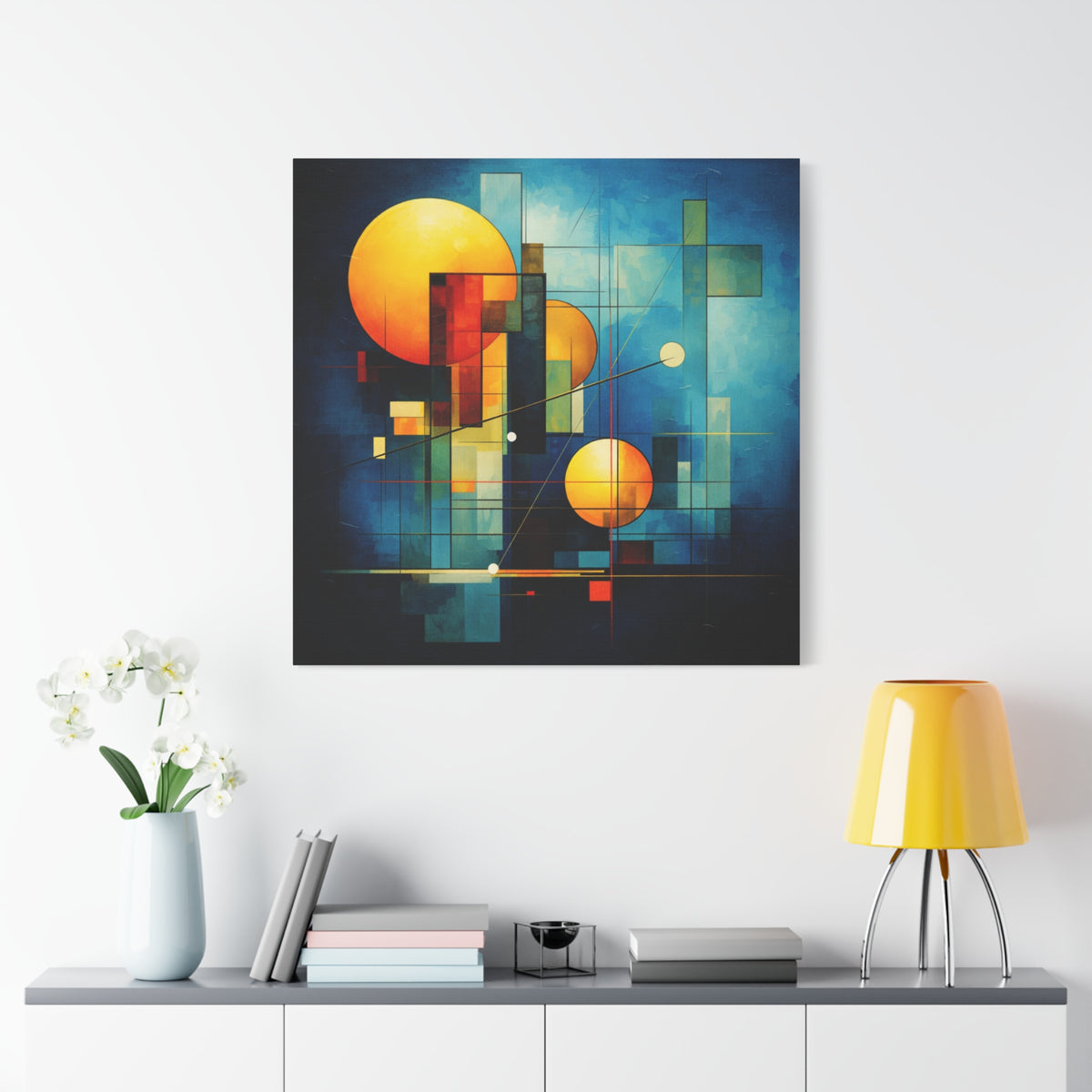 Solar Blueprint – Geometric Abstract Sun Canvas Print