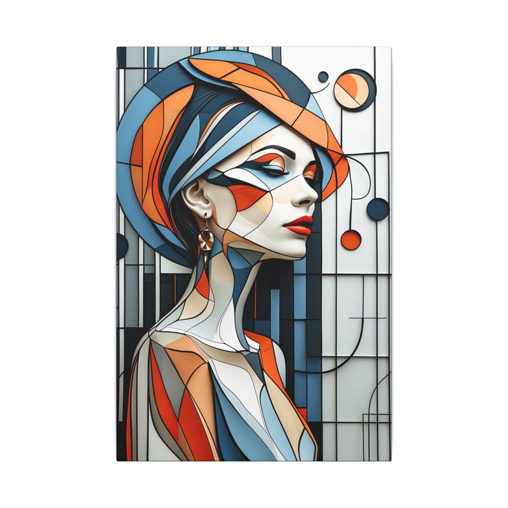 Poise in Orbit – Geometric Female Portrait Canvas Print