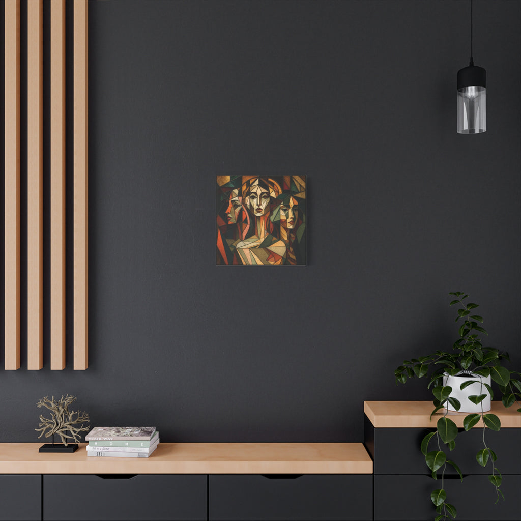 Three Ways of Seeing — Cubist Stained Glass Women Wall Art
