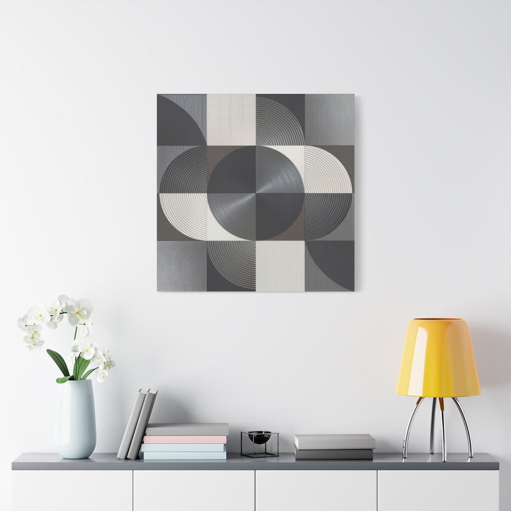 Measured Silence – Monochrome Geometric Circle Canvas Print