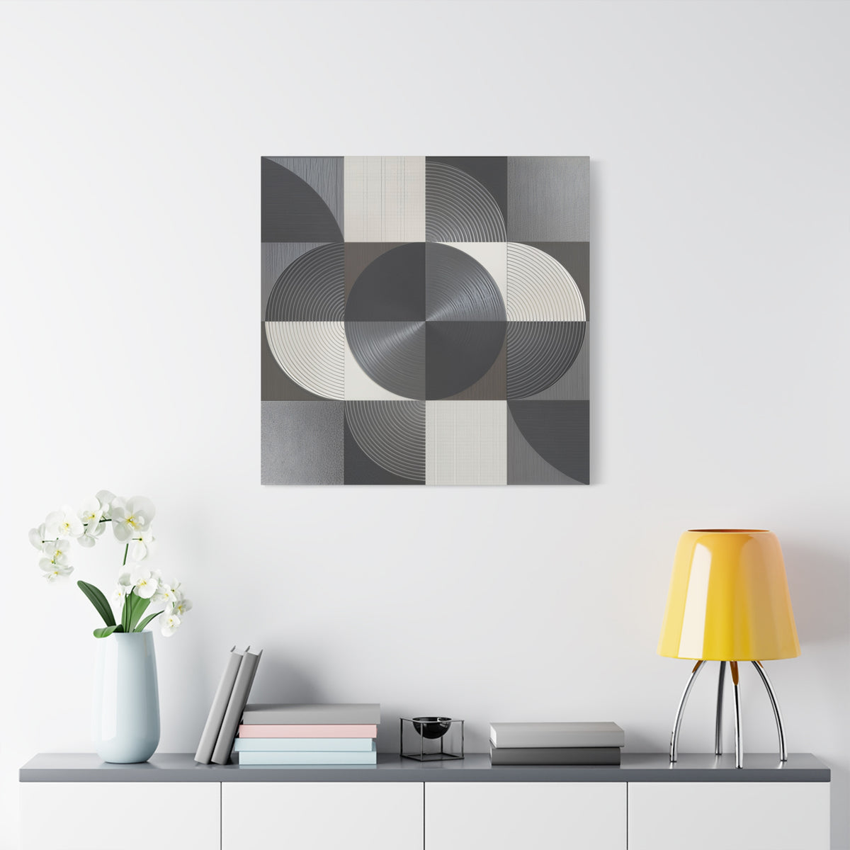 Measured Silence – Monochrome Geometric Circle Canvas Print