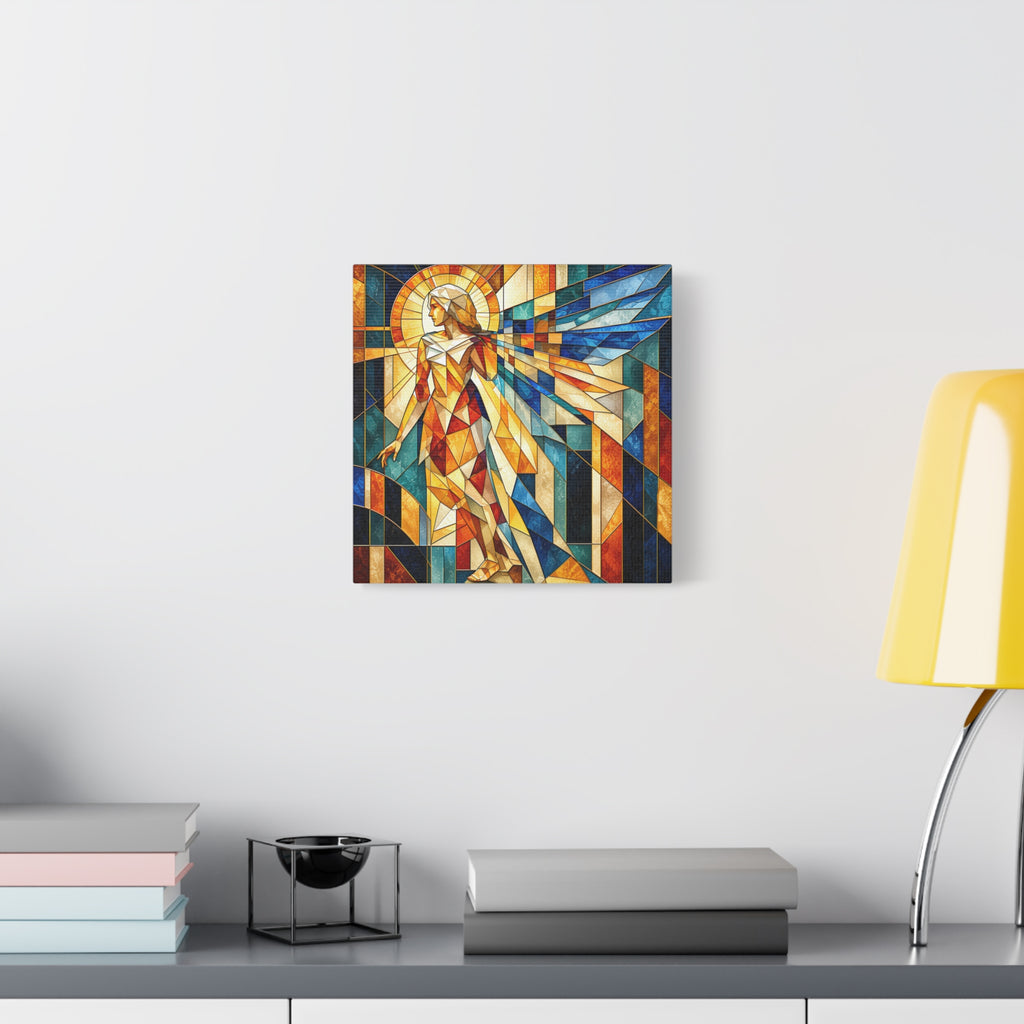 Messenger of Light — Geometric Stained Glass Angel Fine Art Print