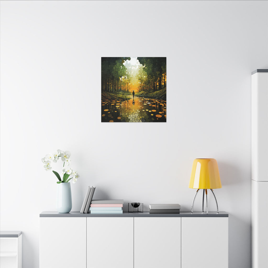 Into the Gold – Abstract Forest Landscape Canvas Print
