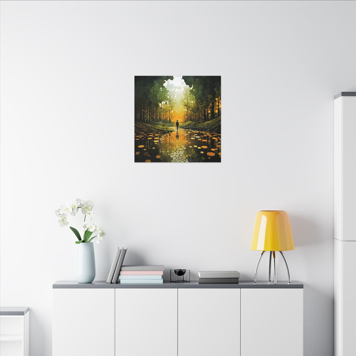 Into the Gold – Abstract Forest Landscape Canvas Print