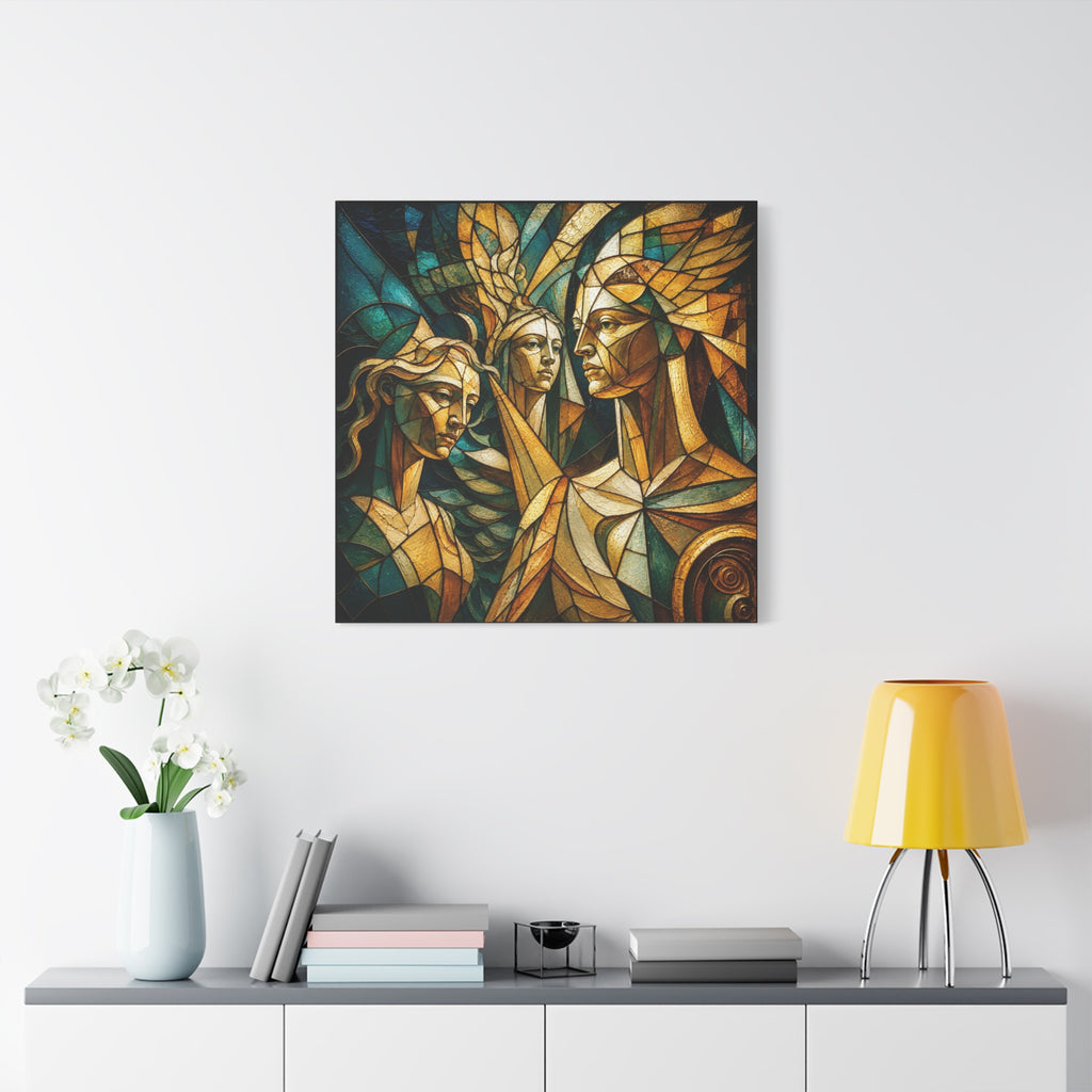 The Golden Council — Modern Stained Glass Figurative Wall Art