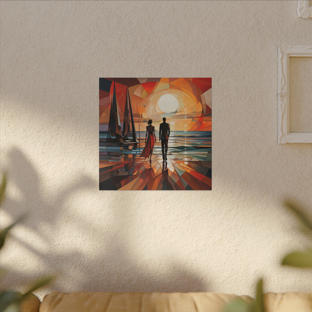 Toward the Last Light – Geometric Couple Sunset Canvas Print