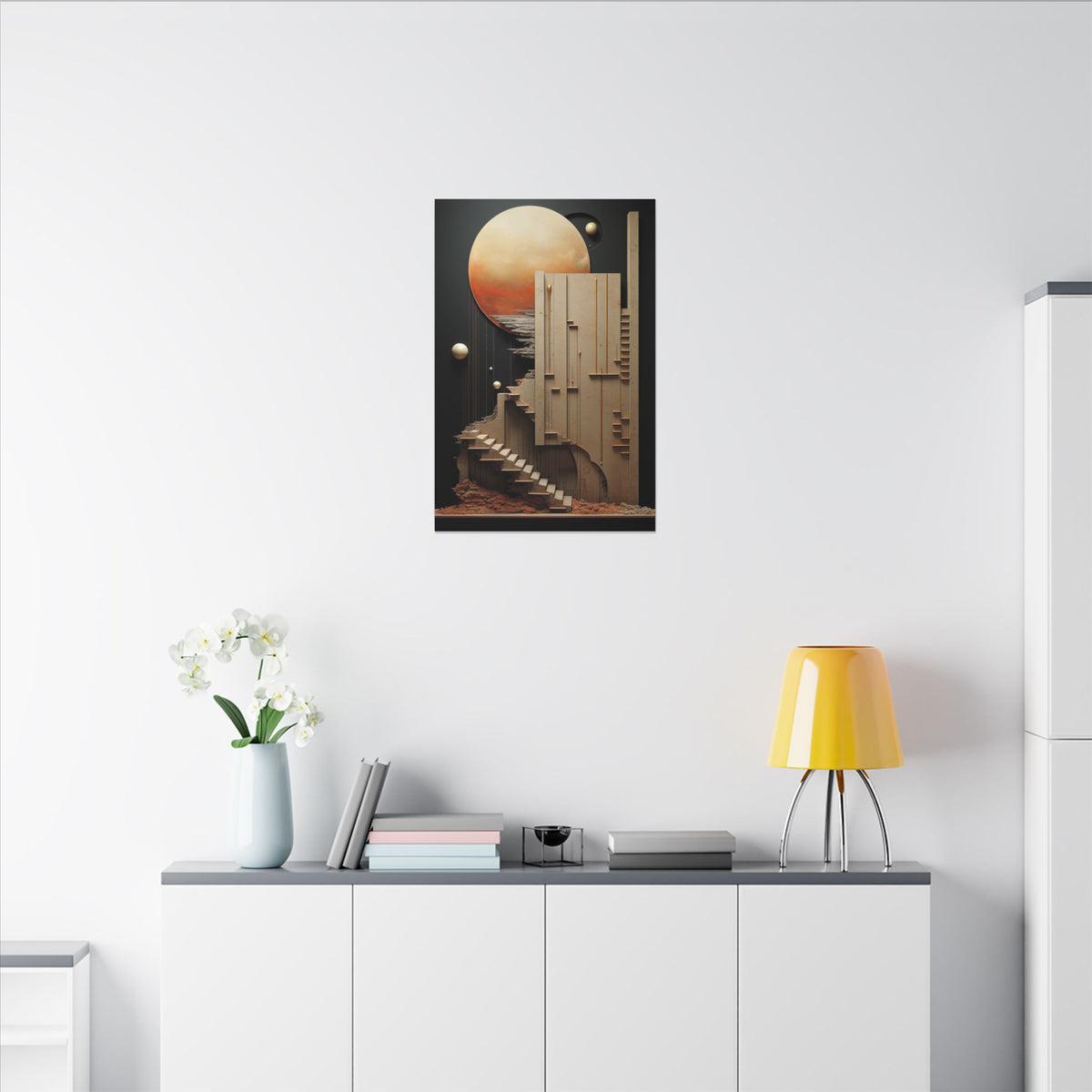 Stairway to Elsewhere – Surreal Futurist Architecture Canvas Print