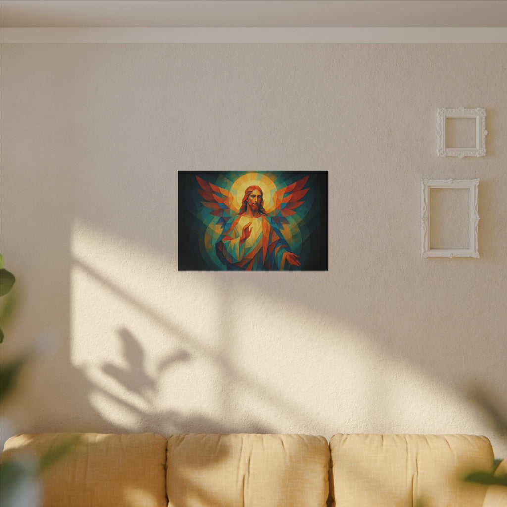 Radiant Mercy – Geometric Jesus Portrait Canvas Print