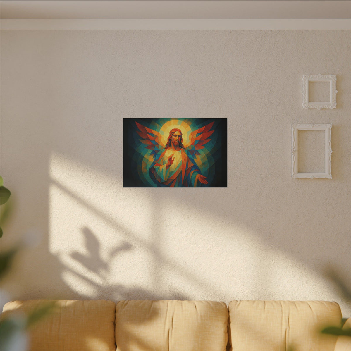 Radiant Mercy – Geometric Jesus Portrait Canvas Print