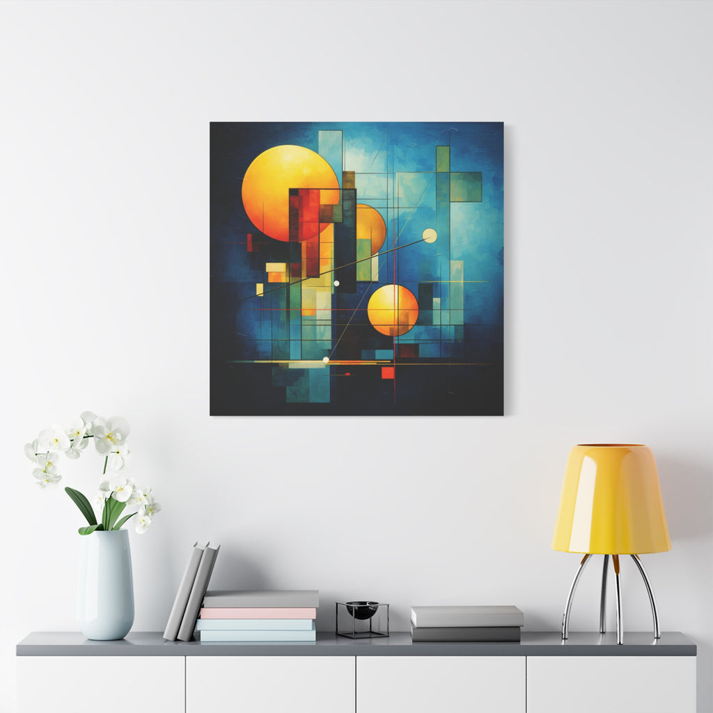 Solar Blueprint – Geometric Abstract Sun Canvas Print