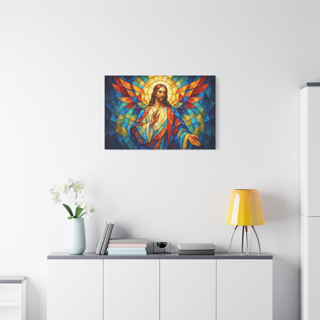 Open Hands of Grace - Cubist Stained Glass Jesus Canvas Print