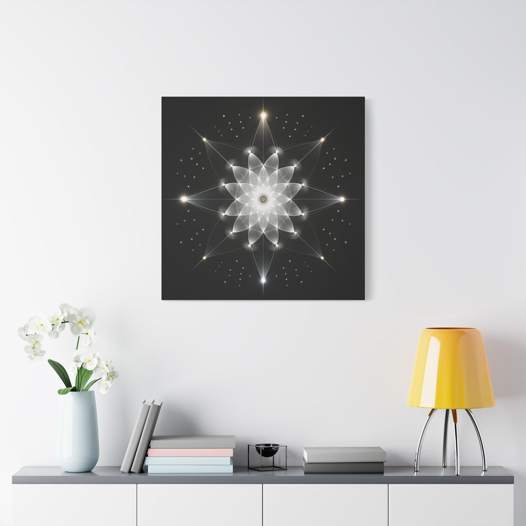 Constellation in Bloom — Monochrome Sacred Geometry Wall Art