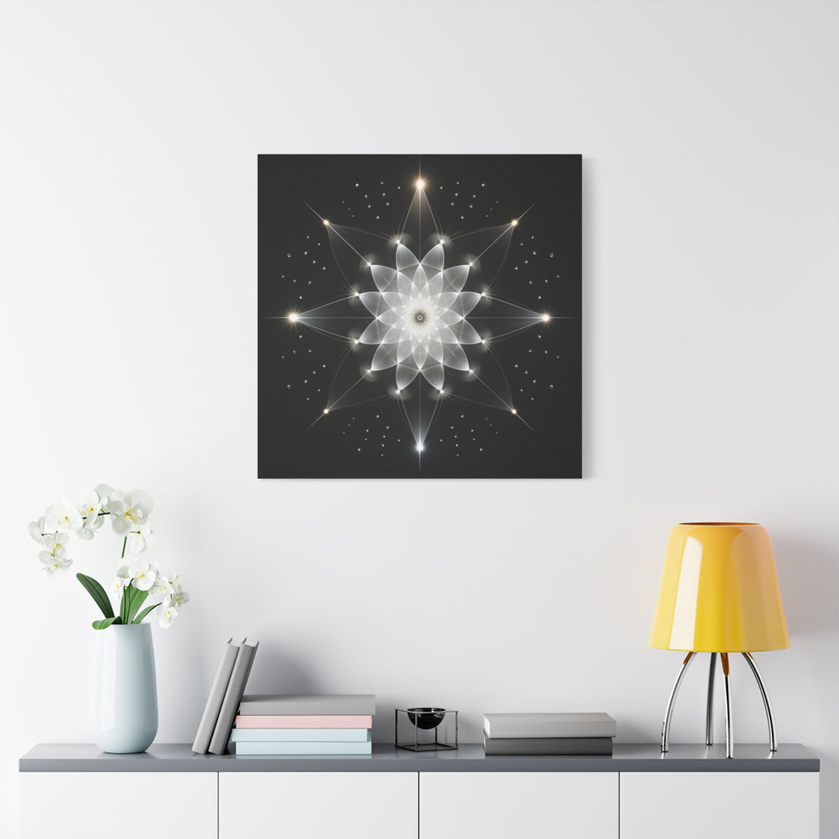 Constellation in Bloom — Monochrome Sacred Geometry Wall Art