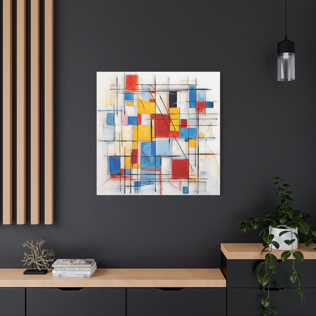 Controlled Chaos — Modern Geometric Abstract in Red, Blue, Yellow & Black