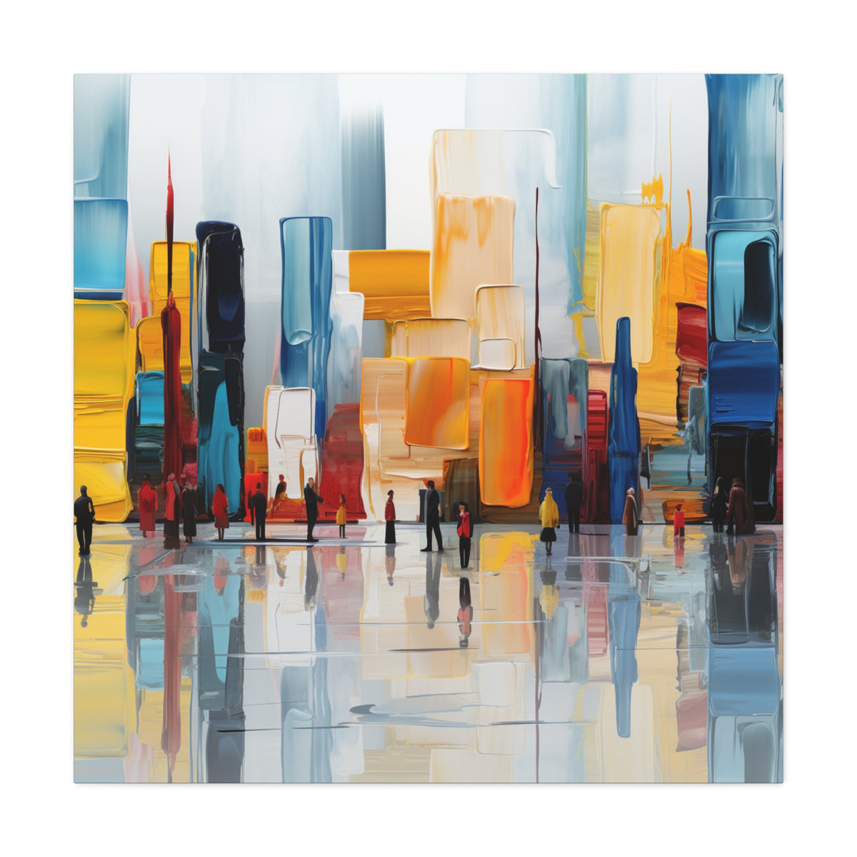 City in Reflection – Abstract Urban Skyline Canvas Print