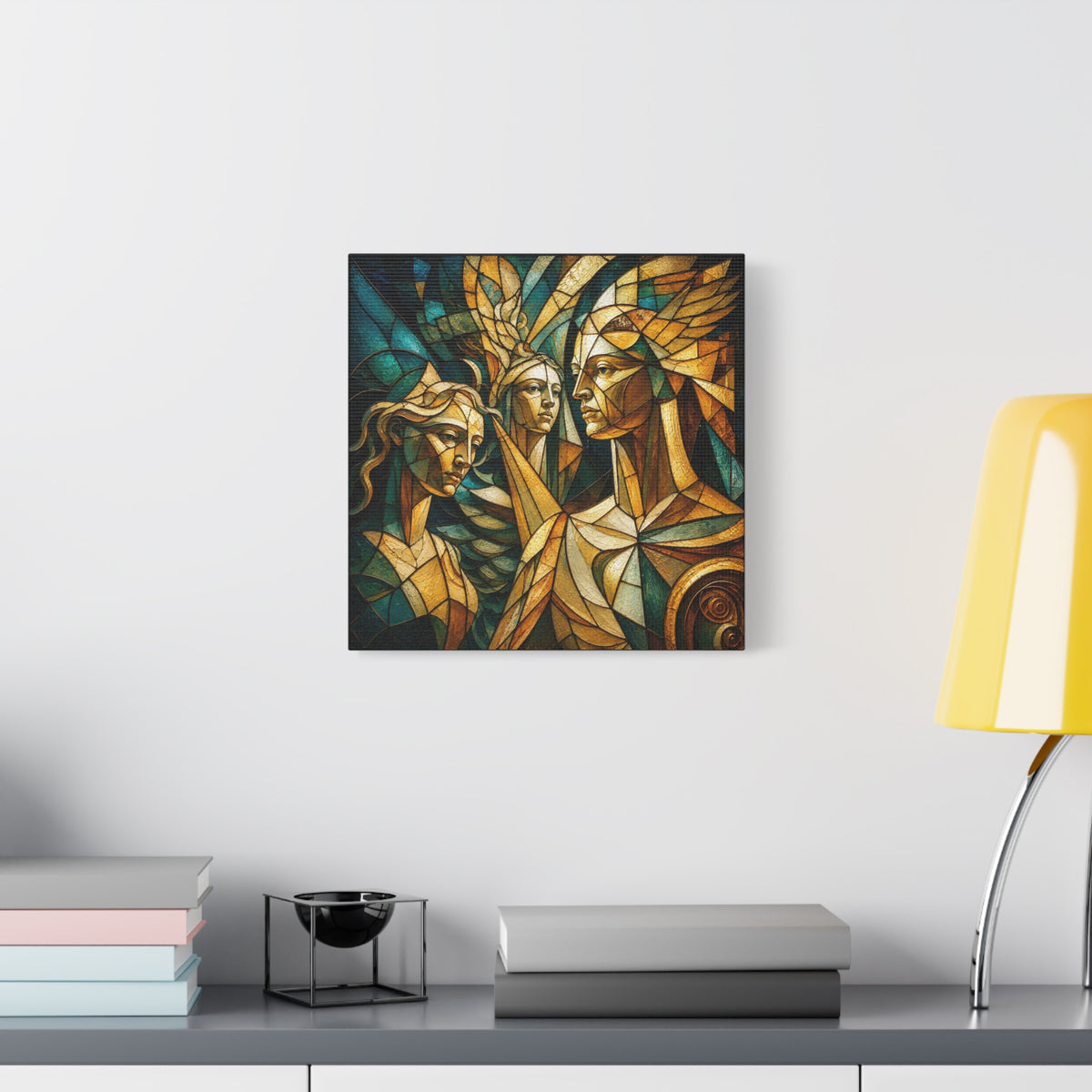 The Golden Council — Modern Stained Glass Figurative Wall Art
