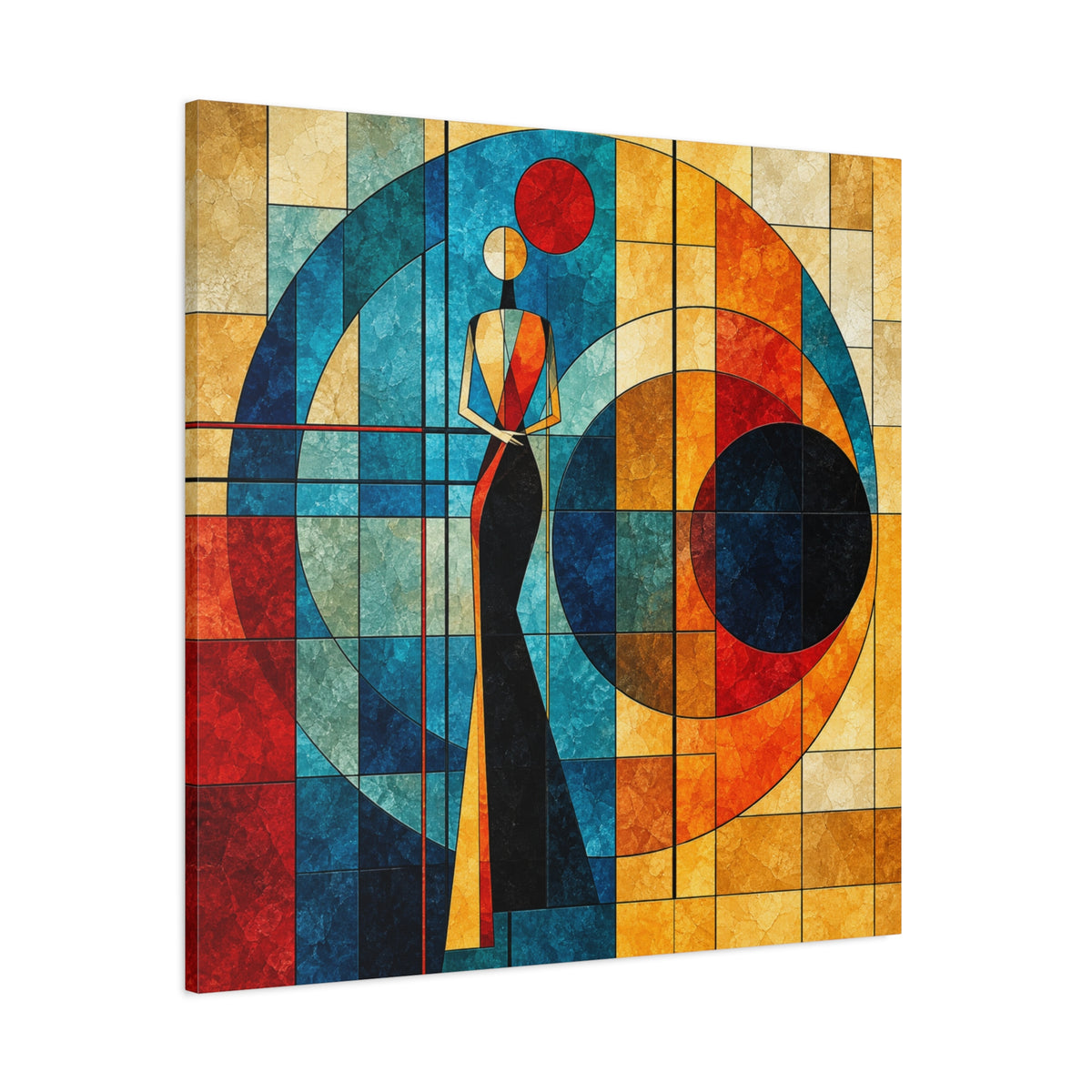 Orbit of Poise — Art Deco Stained Glass Woman Canvas