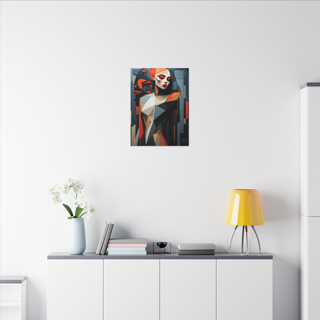 Composed in Structure – Geometric Female Portrait Canvas Print