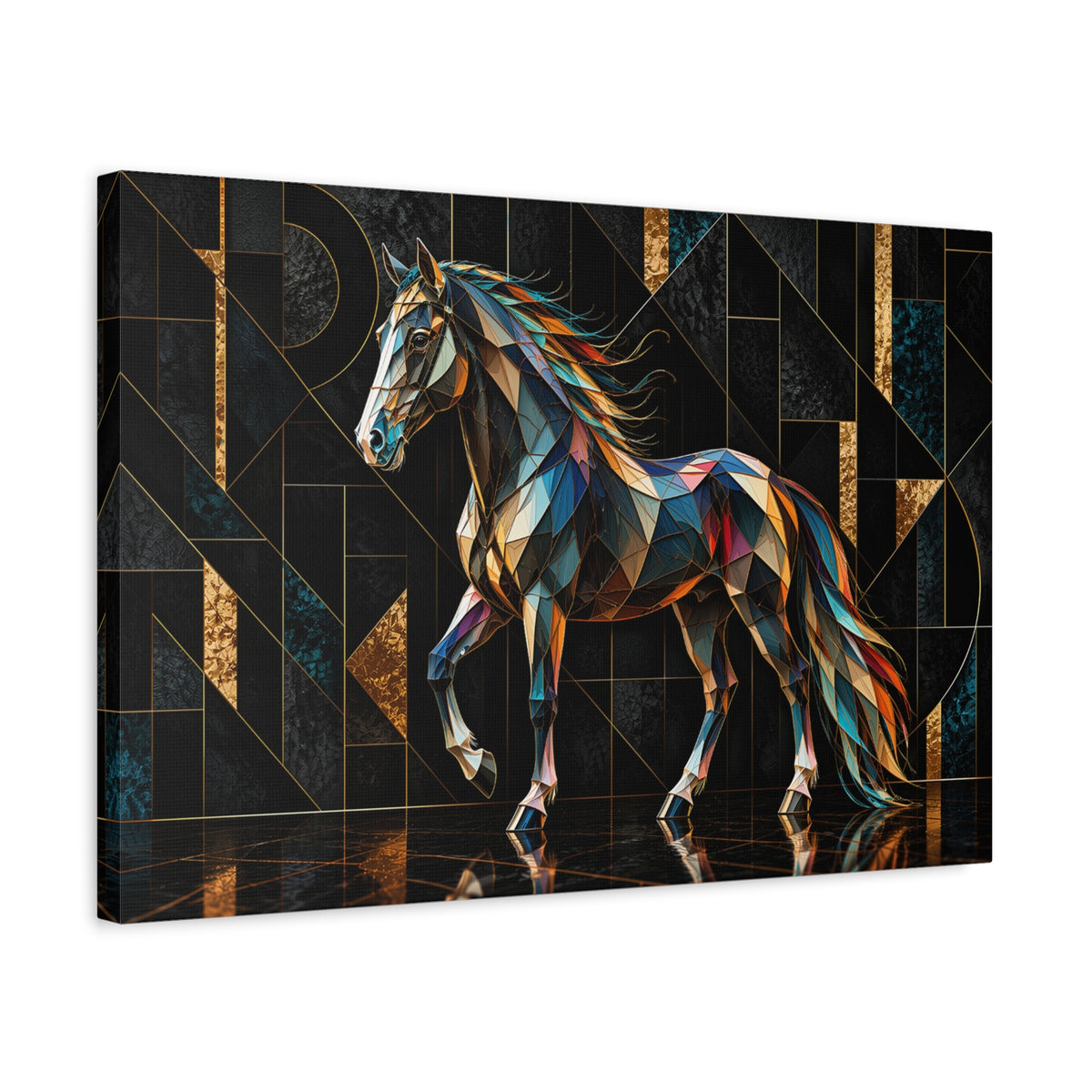 Prismatic Noir Stallion Matte Canvas Wall Art