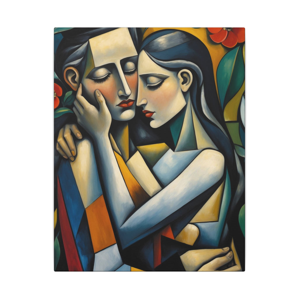 Close Enough to Hear – Modern Geometric Couple Portrait Canvas Print