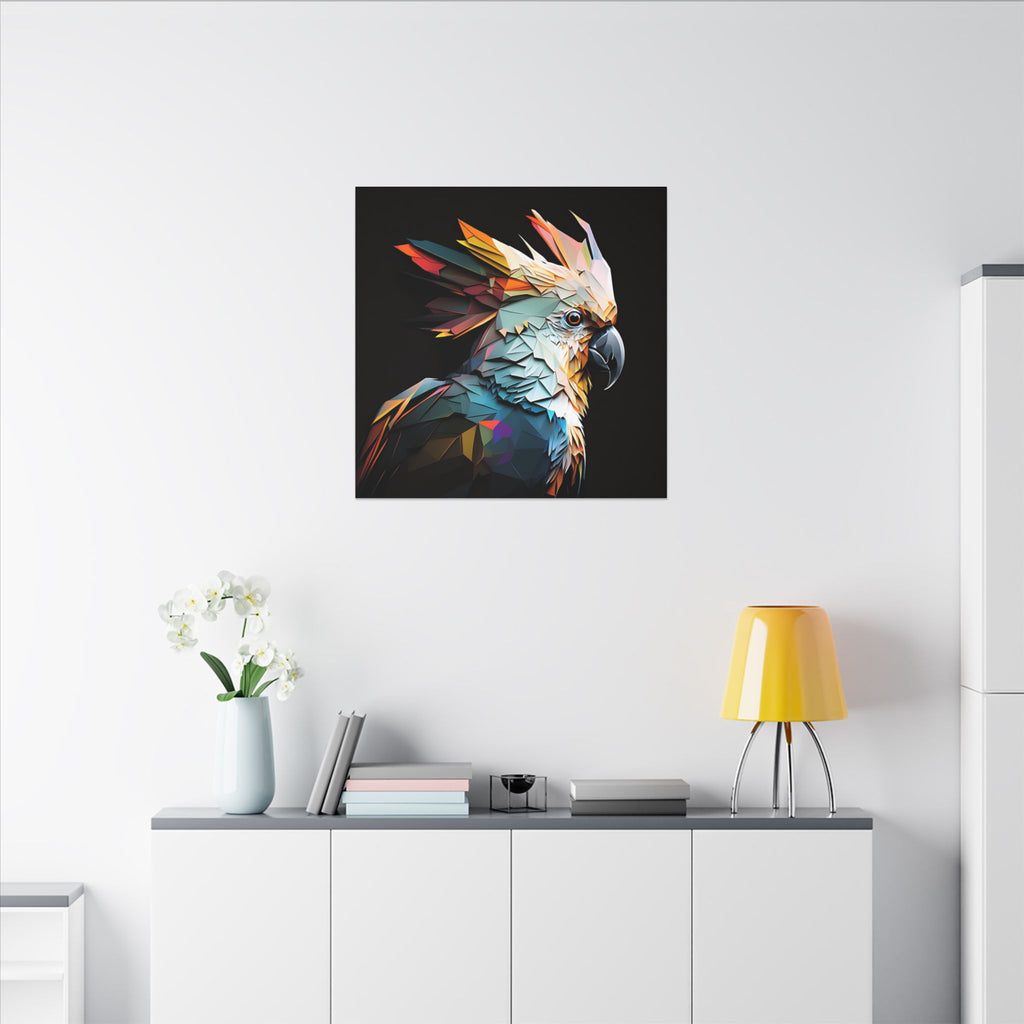 Crowned Instinct – Geometric Cockatoo Portrait Canvas Print