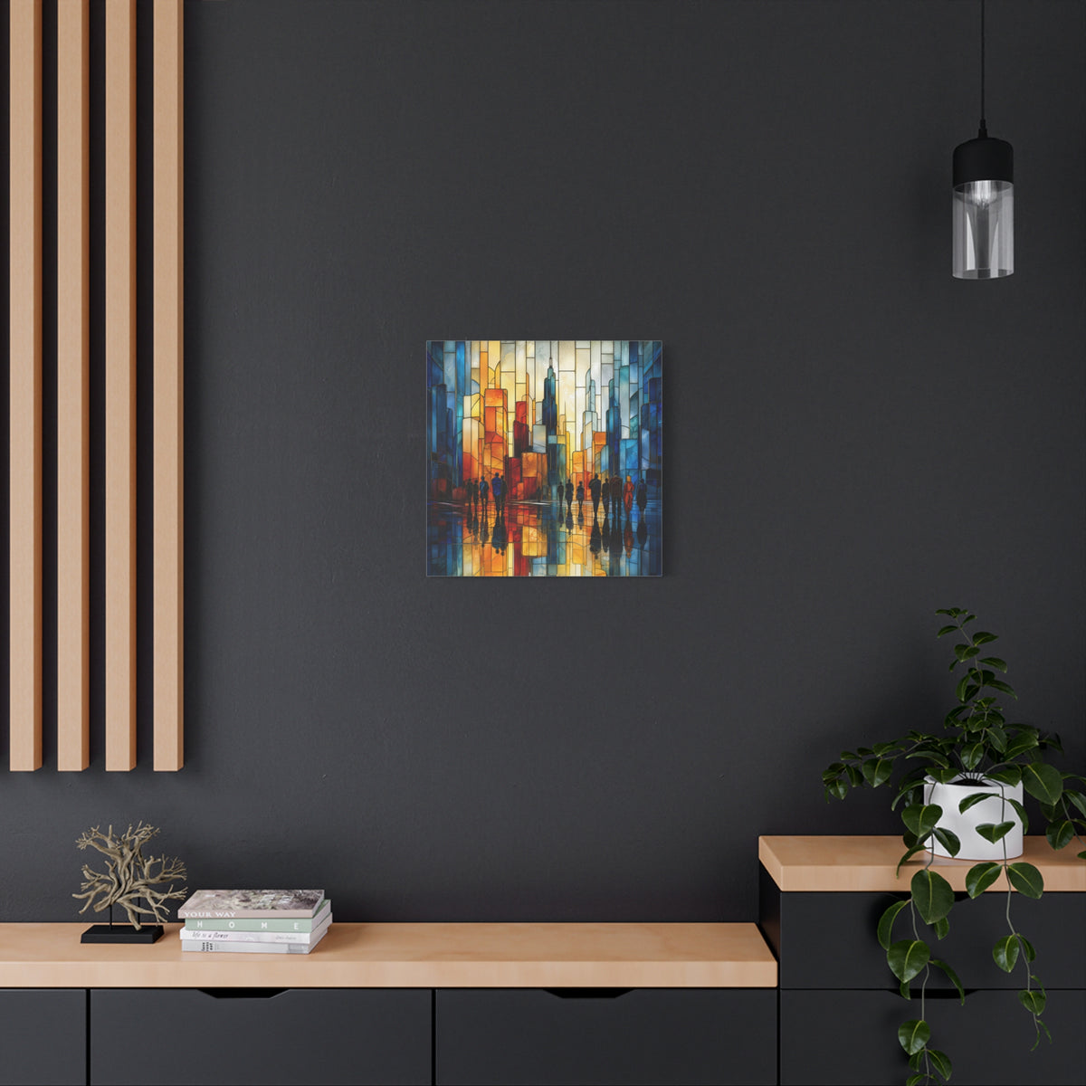 City of Light — Modern Stained Glass Skyline Wall Art