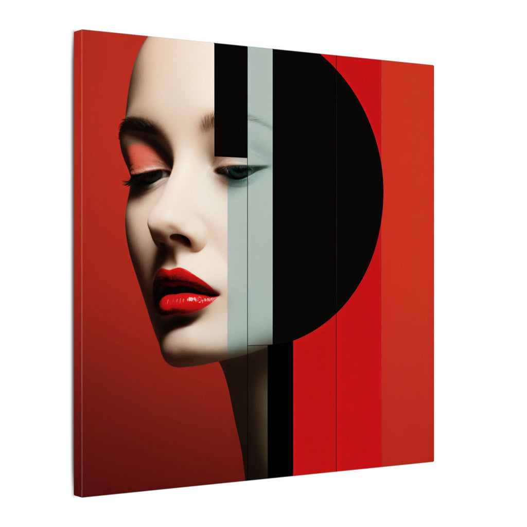Red Eclipse – Modern Geometric Fashion Portrait Canvas Print