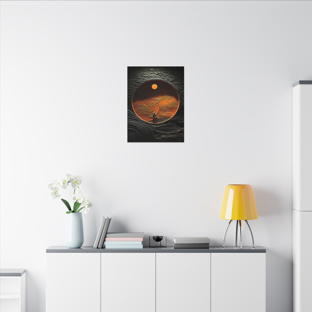 Inside the Orange Moon – Surreal Abstract Portal Canvas Print