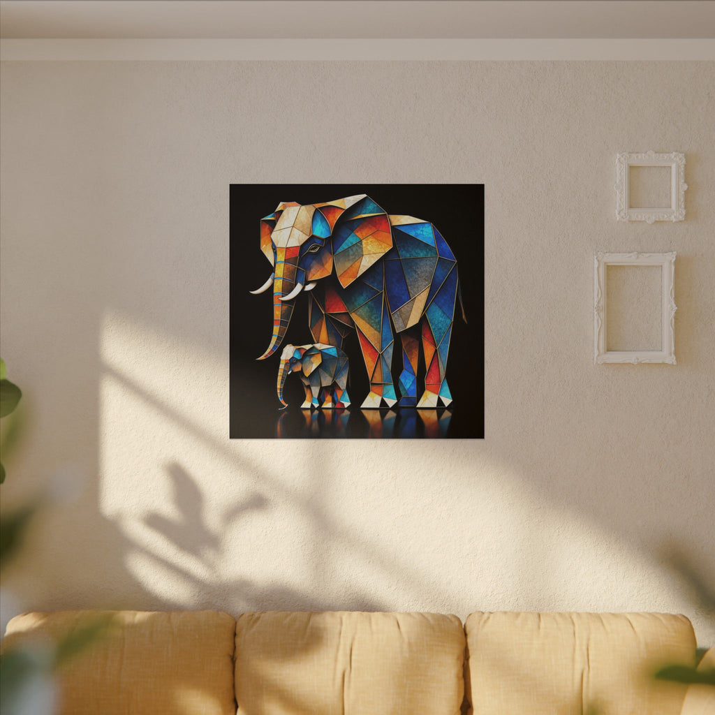 Inheritance of Strength – Geometric Elephant Family Canvas Print